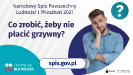 Na grafice jest napis: Narodowy Spis Powszechny Ludności i&nbsp;Mieszkań 2021. Co zrobić, żeby nie płacić grzywny? Po prawej stronie widać zamyślonego mężczyznę i&nbsp;znak zapytania. Na dole grafiki umieszczone są cztery małe koła ze znakami dodawania, odejmowania, mnożenia i&nbsp;dzielenia, obok nich napis: Liczymy się dla Polski! Po środku jest adres strony internetowej: spis.gov.pl. W&nbsp;prawym dolnym rogu jest logotyp spisu: dwa nachodzące na siebie pionowo koła, GUS, pionowa kreska, Narodowy Spis Powszechny Ludności i&nbsp;Mieszkań 2021.