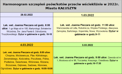 harmonogram szczepień